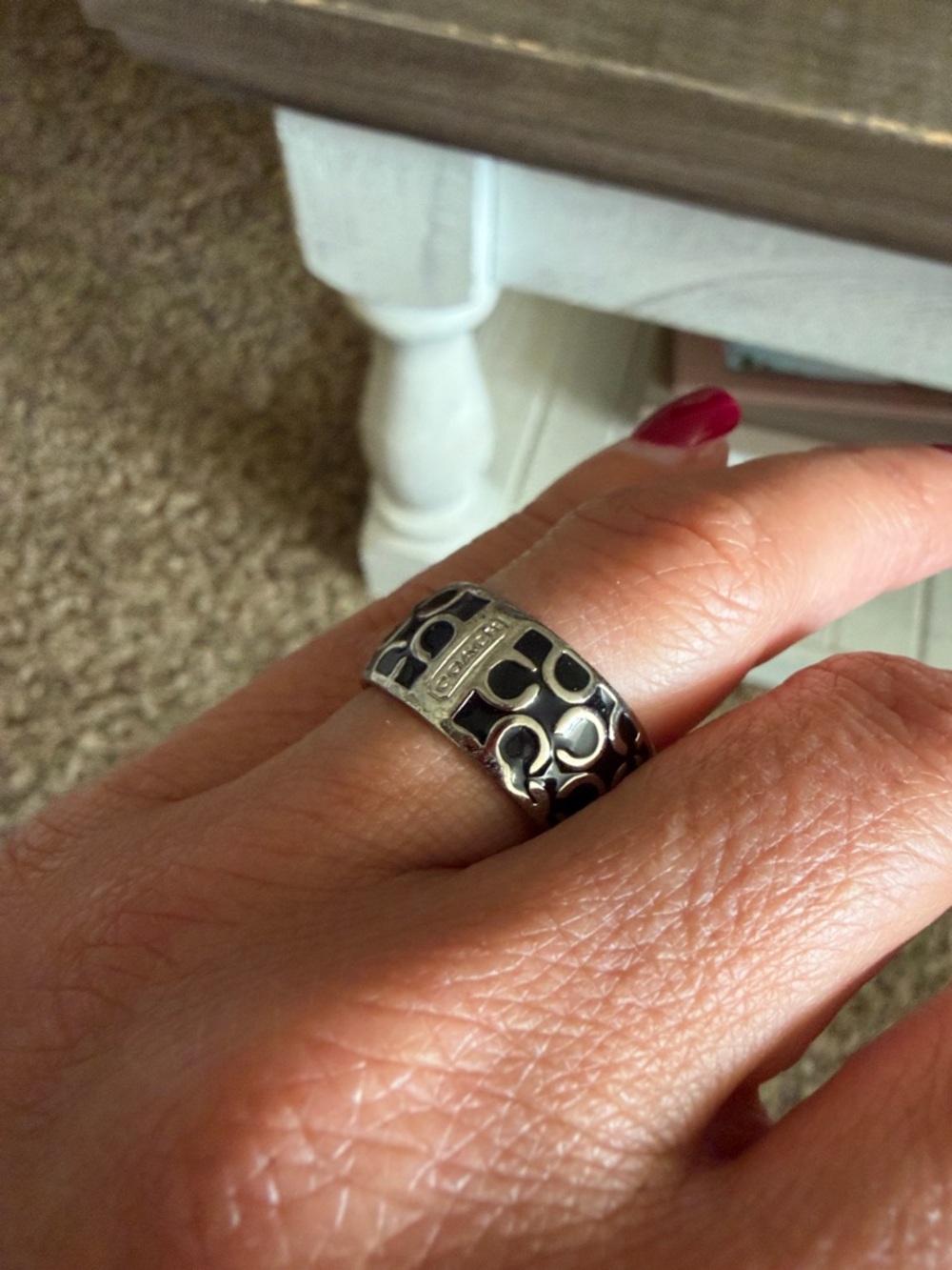 Coach Silver-Tone Signature Cutout Band Ring - Picture 2 of 7
